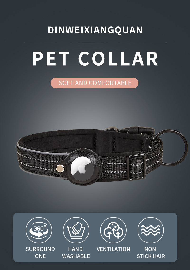Size L Orange Reflective Adjustable Anti-Lost Pet Collar (For Apple AirTag - Collar Only, Tracker Not Included)