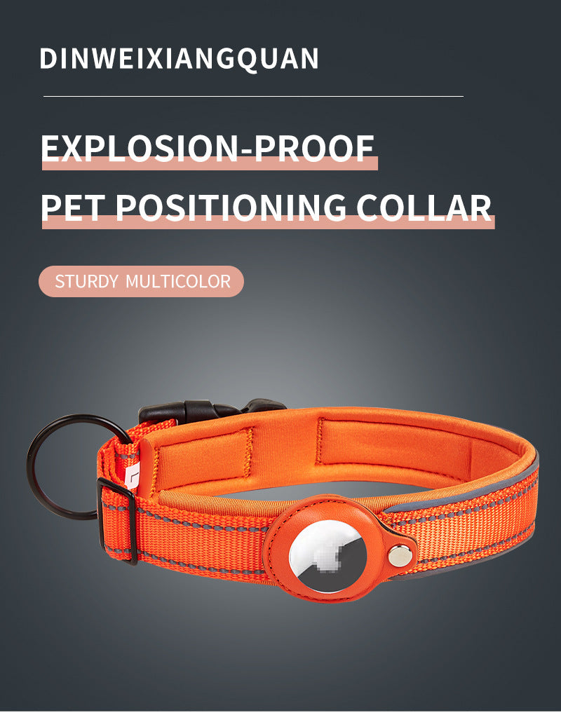 Size L Green Reflective Adjustable Anti-Lost Pet Collar (For Apple AirTag - Collar Only, Tracker Not Included)