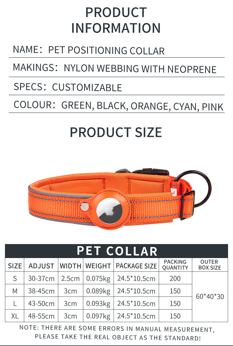 Size S Red Reflective Adjustable Anti-Lost Pet Collar (For Apple AirTag - Collar Only, Tracker Not Included)