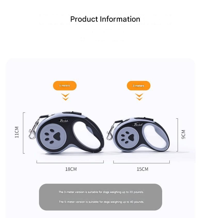 Black Automatic Retractable Dog Leash - 3M Extendable Lead with One-Handed Brake Lock - ABS Casing, Ergonomic Grip, Tangle-Free Nylon Tape, Outdoor Walking Essential