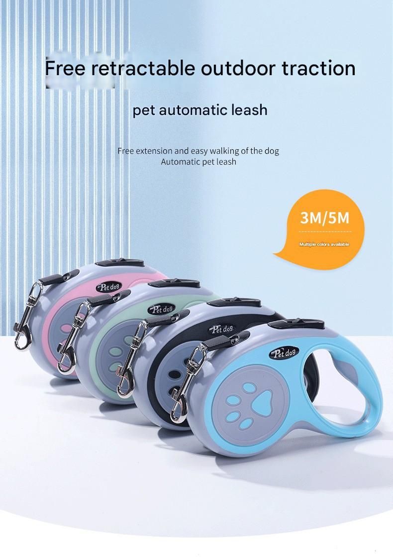 Green Automatic Retractable Dog Leash -  5M Extendable Lead with One-Handed Brake Lock - ABS Casing, Ergonomic Grip, Tangle-Free Nylon Tape, Outdoor Walking Essential