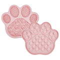 Pink Silicone Slow Feeder Lick Mat for Dogs and Cats - Paw Shaped Non Slip Pet Bowl with Suction Cups - BPA Free, Dishwasher Safe, Freezer Safe, Anxiety Relief, Easy Clean, 20x17cm - Pink, Brown, Yellow