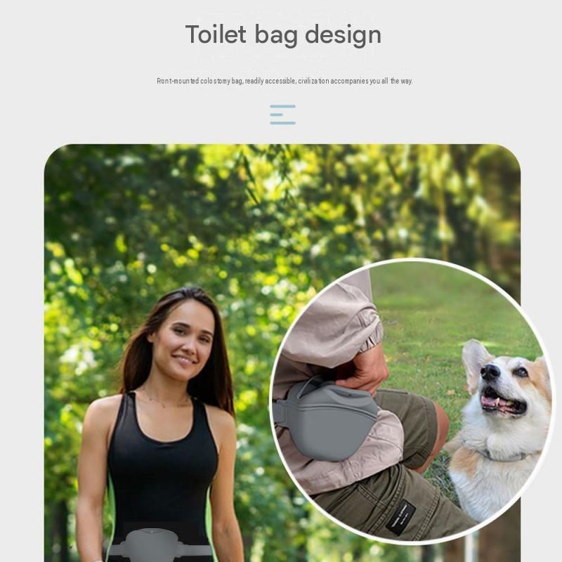 Grey Portable Silicone Pet Water Bottle and Treat Pouch Set - 550ml Foldable Leak-Proof Dog Travel Cup with Magnetic Waist Bag for Outdoor Training and Walking