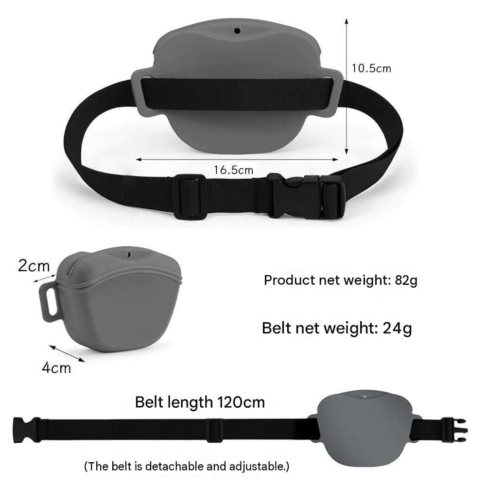 Grey Portable Silicone Pet Water Bottle and Treat Pouch Set - 550ml Foldable Leak-Proof Dog Travel Cup with Magnetic Waist Bag for Outdoor Training and Walking