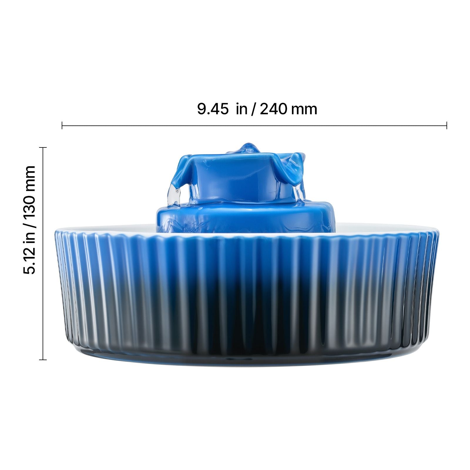 Ceramic Cat Water Fountain, 2.1 L Cupcake Pet Fountain, Porcelain Cat Water Dispenser with Ultra-Quiet Pump, 360° Drinking Area and Multi-Layer Filtration System, for Cats & Dogs Drinking(Blue)